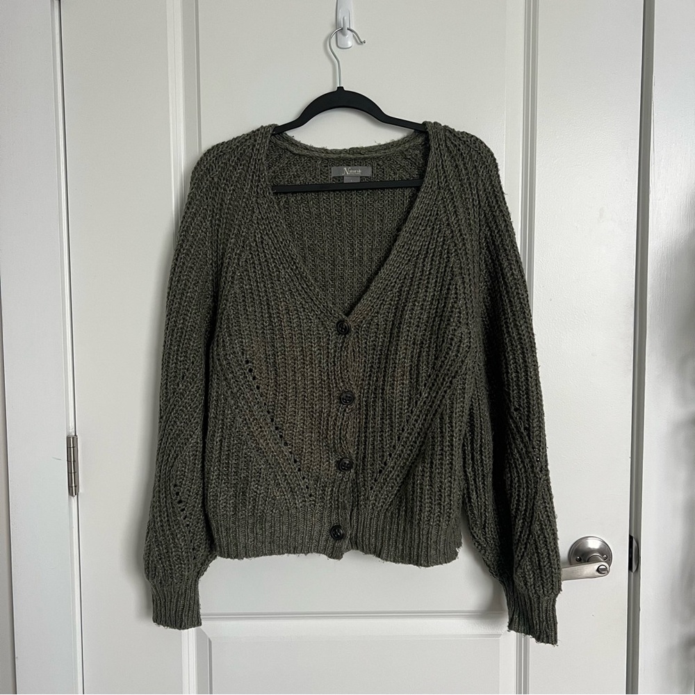 Green Knit Cardigan Sweater | Size L